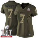 Women's Nike New England Patriots #7 Jacoby Brissett Limited Green Salute to Service Super Bowl LI 51 NFL Jersey