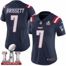 Women's Nike New England Patriots #7 Jacoby Brissett Limited Navy Blue Rush Super Bowl LI 51 NFL Jersey