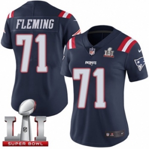 Women's Nike New England Patriots #71 Cameron Fleming Limited Navy Blue Rush Super Bowl LI 51 NFL Jersey