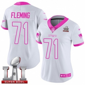 Women's Nike New England Patriots #71 Cameron Fleming Limited White-Pink Rush Fashion Super Bowl LI 51 NFL Jersey