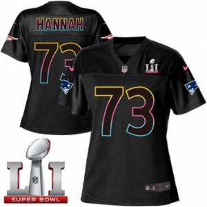 Women's Nike New England Patriots #73 John Hannah Game Black Fashion Super Bowl LI 51 NFL Jersey