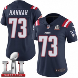 Women's Nike New England Patriots #73 John Hannah Limited Navy Blue Rush Super Bowl LI 51 NFL Jersey