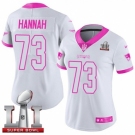 Women's Nike New England Patriots #73 John Hannah Limited White-Pink Rush Fashion Super Bowl LI 51 NFL Jersey