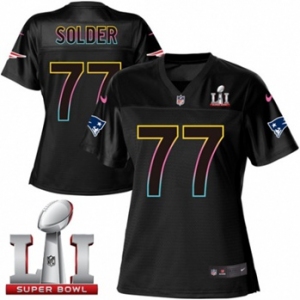 Women's Nike New England Patriots #77 Nate Solder Game Black Fashion Super Bowl LI 51 NFL Jersey