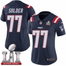 Women's Nike New England Patriots #77 Nate Solder Limited Navy Blue Rush Super Bowl LI 51 NFL Jersey