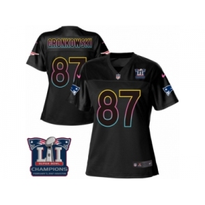 Women's Nike New England Patriots #87 Rob Gronkowski Game Black Fashion Super Bowl LI Champions NFL Jersey