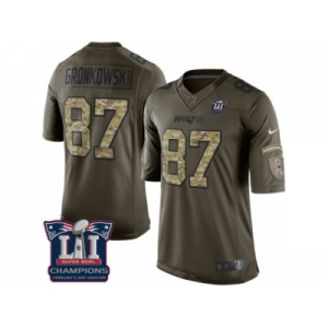 Women's Nike New England Patriots #87 Rob Gronkowski Limited Green Salute to Service Super Bowl LI Champions NFL Jersey