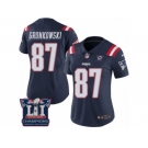 Women's Nike New England Patriots #87 Rob Gronkowski Limited Navy Blue Rush Super Bowl LI Champions NFL Jersey