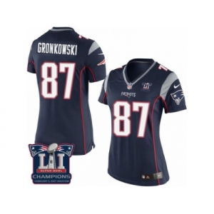 Women's Nike New England Patriots #87 Rob Gronkowski Navy Blue Team Color Super Bowl LI Champions NFL Jersey