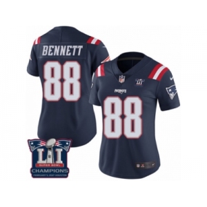 Women's Nike New England Patriots #88 Martellus Bennett Limited Navy Blue Rush Super Bowl LI Champions NFL Jersey