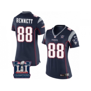 Women's Nike New England Patriots #88 Martellus Bennett Navy Blue Team Color Super Bowl LI Champions NFL Jersey