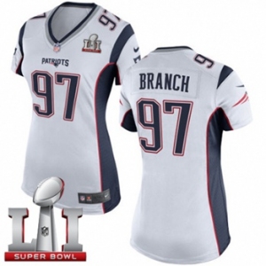 Women's Nike New England Patriots #97 Alan Branch Elite White Super Bowl LI 51 NFL Jersey