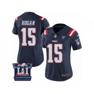 Women's Nike WNew England Patriots #15 Chris Hogan Limited Navy Blue Rush Super Bowl LI Champions NFL Jersey