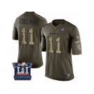 Youth Nike New England Patriots #11 Julian Edelman Limited Green Salute to Service Super Bowl LI Champions NFL Jersey