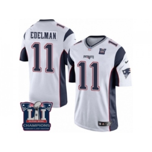 Youth Nike New England Patriots #11 Julian Edelman White Super Bowl LI Champions NFL Jersey