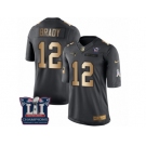 Youth Nike New England Patriots #12 Tom Brady Limited Black Gold Salute to Service Super Bowl LI Champions NFL Jersey