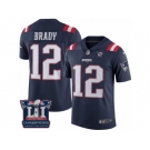Youth Nike New England Patriots #12 Tom Brady Limited Navy Blue Rush Super Bowl LI Champions NFL Jersey