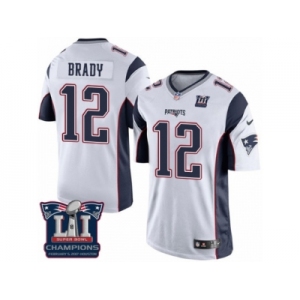 Youth Nike New England Patriots #12 Tom Brady White Super Bowl LI Champions NFL Jersey