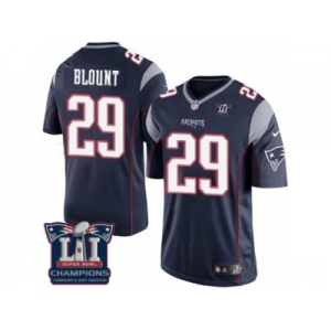 Youth Nike New England Patriots #29 LeGarrette Blount Navy Blue Team Color Super Bowl LI Champions NFL Jersey
