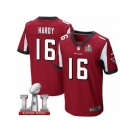 Men's Nike Atlanta Falcons #16 Justin Hardy Elite Red Team Color Super Bowl LI 51 NFL Jersey