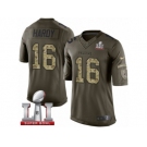 Men's Nike Atlanta Falcons #16 Justin Hardy Limited Green Salute to Service Super Bowl LI 51 NFL Jersey