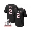 Men's Nike Atlanta Falcons #2 Matt Ryan Elite Black Alternate Super Bowl LI 51 NFL Jersey