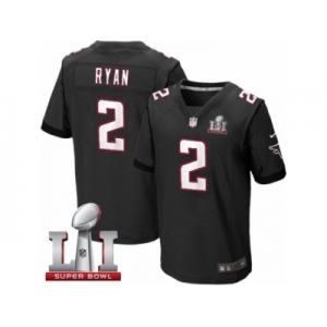 Men's Nike Atlanta Falcons #2 Matt Ryan Elite Black Alternate Super Bowl LI 51 NFL Jersey