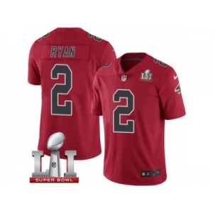 Men's Nike Atlanta Falcons #2 Matt Ryan Limited Red Rush Super Bowl LI 51 NFL Jersey