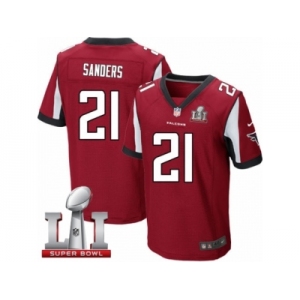 Men's Nike Atlanta Falcons #21 Deion Sanders Elite Red Team Color Super Bowl LI 51 NFL Jersey