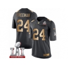 Men's Nike Atlanta Falcons #24 Devonta Freeman Limited Black Gold Salute to Service Super Bowl LI 51 NFL Jersey