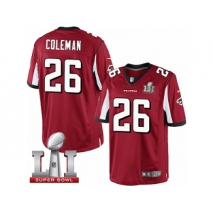 Men's Nike Atlanta Falcons #26 Tevin Coleman Limited Red Team Color Super Bowl LI 51 NFL Jersey