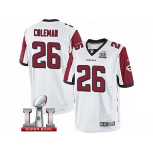 Men's Nike Atlanta Falcons #26 Tevin Coleman Limited White Super Bowl LI 51 NFL Jersey