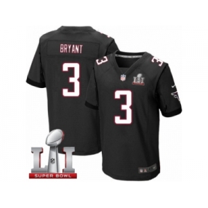 Men's Nike Atlanta Falcons #3 Matt Bryant Elite Black Alternate Super Bowl LI 51 NFL Jersey