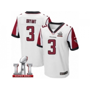 Men's Nike Atlanta Falcons #3 Matt Bryant Elite White Super Bowl LI 51 NFL Jersey