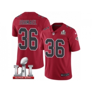 Men's Nike Atlanta Falcons #36 Kemal Ishmael Limited Red Rush Super Bowl LI 51 NFL Jersey