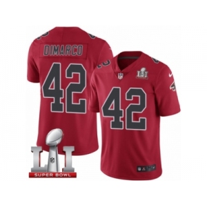 Men's Nike Atlanta Falcons #42 Patrick DiMarco Limited Red Rush Super Bowl LI 51 NFL Jersey