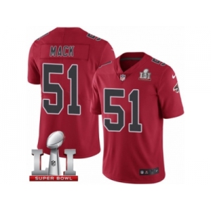 Men's Nike Atlanta Falcons #51 Alex Mack Limited Red Rush Super Bowl LI 51 NFL Jersey