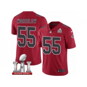 Men's Nike Atlanta Falcons #55 Paul Worrilow Limited Red Rush Super Bowl LI 51 NFL Jersey