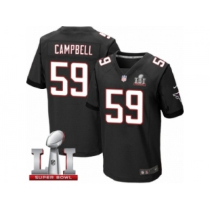 Men's Nike Atlanta Falcons #59 De'Vondre Campbell Elite Black Alternate Super Bowl LI 51 NFL Jersey