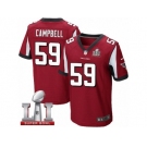 Men's Nike Atlanta Falcons #59 De'Vondre Campbell Elite Red Team Color Super Bowl LI 51 NFL Jersey