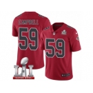 Men's Nike Atlanta Falcons #59 De'Vondre Campbell Limited Red Rush Super Bowl LI 51 NFL Jersey