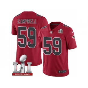 Men's Nike Atlanta Falcons #59 De'Vondre Campbell Limited Red Rush Super Bowl LI 51 NFL Jersey