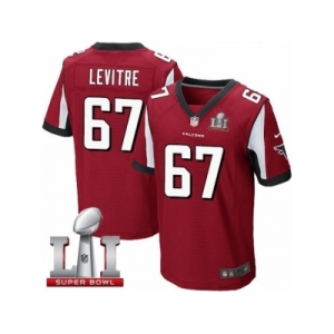 Men's Nike Atlanta Falcons #67 Andy Levitre Elite Red Team Color Super Bowl LI 51 NFL Jersey