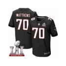 Men's Nike Atlanta Falcons #70 Jake Matthews Elite Black Alternate Super Bowl LI 51 NFL Jersey