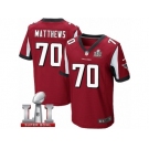 Men's Nike Atlanta Falcons #70 Jake Matthews Elite Red Team Color Super Bowl LI 51 NFL Jersey