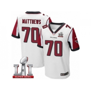 Men's Nike Atlanta Falcons #70 Jake Matthews Elite White Super Bowl LI 51 NFL Jersey