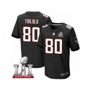 Men's Nike Atlanta Falcons #80 Levine Toilolo Elite Black Alternate Super Bowl LI 51 NFL Jersey