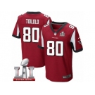 Men's Nike Atlanta Falcons #80 Levine Toilolo Elite Red Team Color Super Bowl LI 51 NFL Jersey