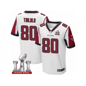 Men's Nike Atlanta Falcons #80 Levine Toilolo Elite White Super Bowl LI 51 NFL Jersey