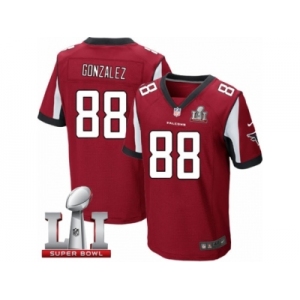 Men's Nike Atlanta Falcons #88 Tony Gonzalez Elite Red Team Color Super Bowl LI 51 NFL Jersey